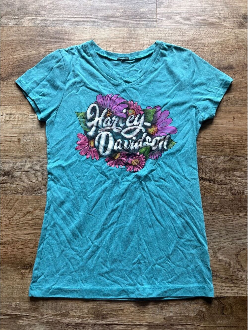 Harley Davidson Women's Blue Graphic T-Shirt Size Small Mankato Minnesota